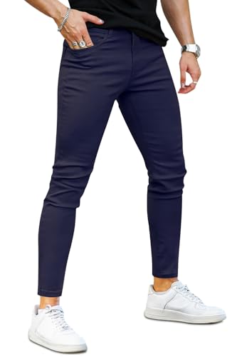 GINGTTO Jeans Herren Slim Fit Super Stretch Skinny Denim Hose Tapered Männer Herrenjeans Blau 30W/30L von GINGTTO