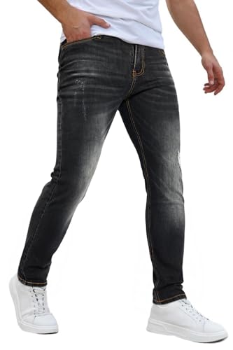 GINGTTO Jeans Herren Slim Fit Jeanshose Männer Super Stretch Zerrissene Tapered Skinny Denim Hose Grau 38W/30L GINGTTO Jeans Herren Slim Fit Jeanshose Männer Super Stretch Zerrissene Tapered Skinny Denim Hose Grau 38W/30L von GINGTTO