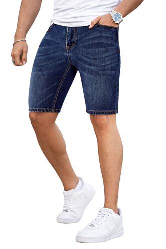 GINGTTO Jeans Kurze Herren Sommer Slim fit Denim Shorts für Männer Stretch Skinny Jeansshorts Taper Hosen Blau 30 von GINGTTO