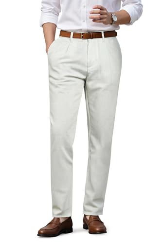 GINGTTO Chino Hose Herren Slim fit Tartan Stoffhose für Männe Chinohose Tapered Karo Hosen mit Tasche Business Casual Trousers Weiße 30 von GINGTTO