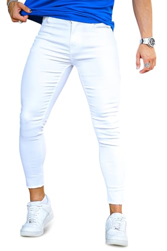 GINGTTO Slim Fit Jeans Weiss Herren Skinny Stretch Jeanshose Designer Hose Denim Männer Weiße 36 GINGTTO Slim Fit Jeans Weiss Herren Skinny Stretch Jeanshose Designer Hose Denim Männer Weiße 36 von GINGTTO