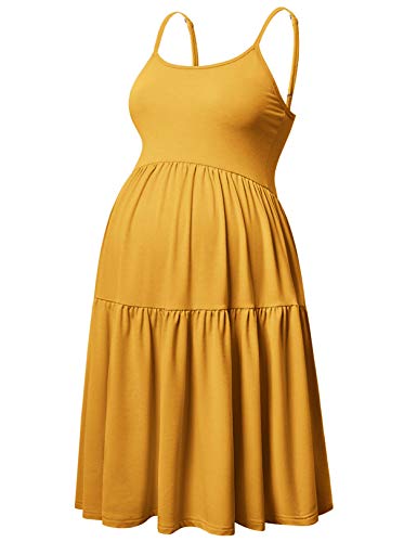 GINKANA Damen ärmelloses Umstandskleid mit verstellbaren Trägern für den Sommer, lässiges Swing-Kleid für das tägliche Tragen oder Babyparty - Gelb - Mittel GINKANA Damen ärmelloses Umstandskleid mit verstellbaren Trägern für den Sommer, lässiges Swing-Kleid für das tägliche Tragen oder Babyparty - Gelb - Mittel von GINKANA