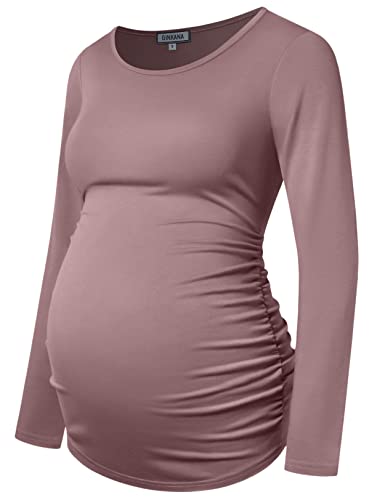 GINKANA Schwangerschafts-Kapuzenpullover mit langen Ärmeln, lässig, Schwangerschaft, Sweatshirt, Freizeitkleidung, mauve, Klein von GINKANA