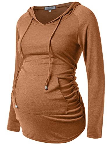 GINKANA Umstands-Kapuzenpullover mit Langen Ärmeln, lässiges Umstands-Top, Schwangerschafts-Sweatshirt, Freizeitkleidung, dunkelorange, S von GINKANA