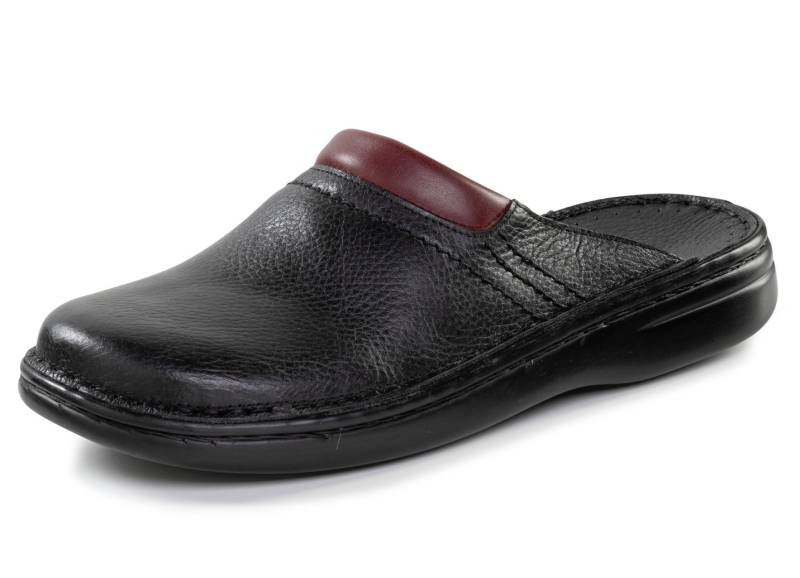 GINO GALANTE, bequeme Herren-Pantoletten, Weite H, aus Leder, Schwarz-Chianti, Größe 41 von GINO GALANTE