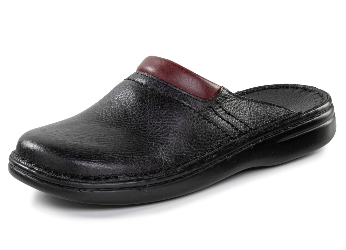 GINO GALANTE, bequeme Herren-Pantoletten, Weite H, aus Leder, Schwarz-Chianti, Größe 47 von GINO GALANTE