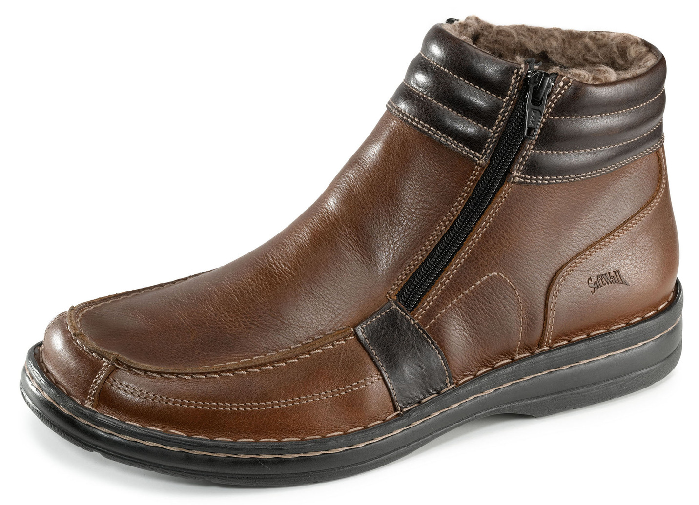GINO GALANTE, gefütterte Herren-Boots, Winterschuhe, mit herausnehmbarem Fußbett, Cognac-Mokka, Größe 44 von GINO GALANTE