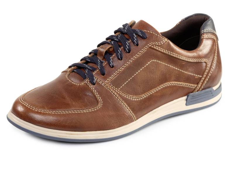 GINO GALANTE, klassische Herren-Schnürschuhe, mit blauem Besatz, Cognac, Größe 45 von GINO GALANTE