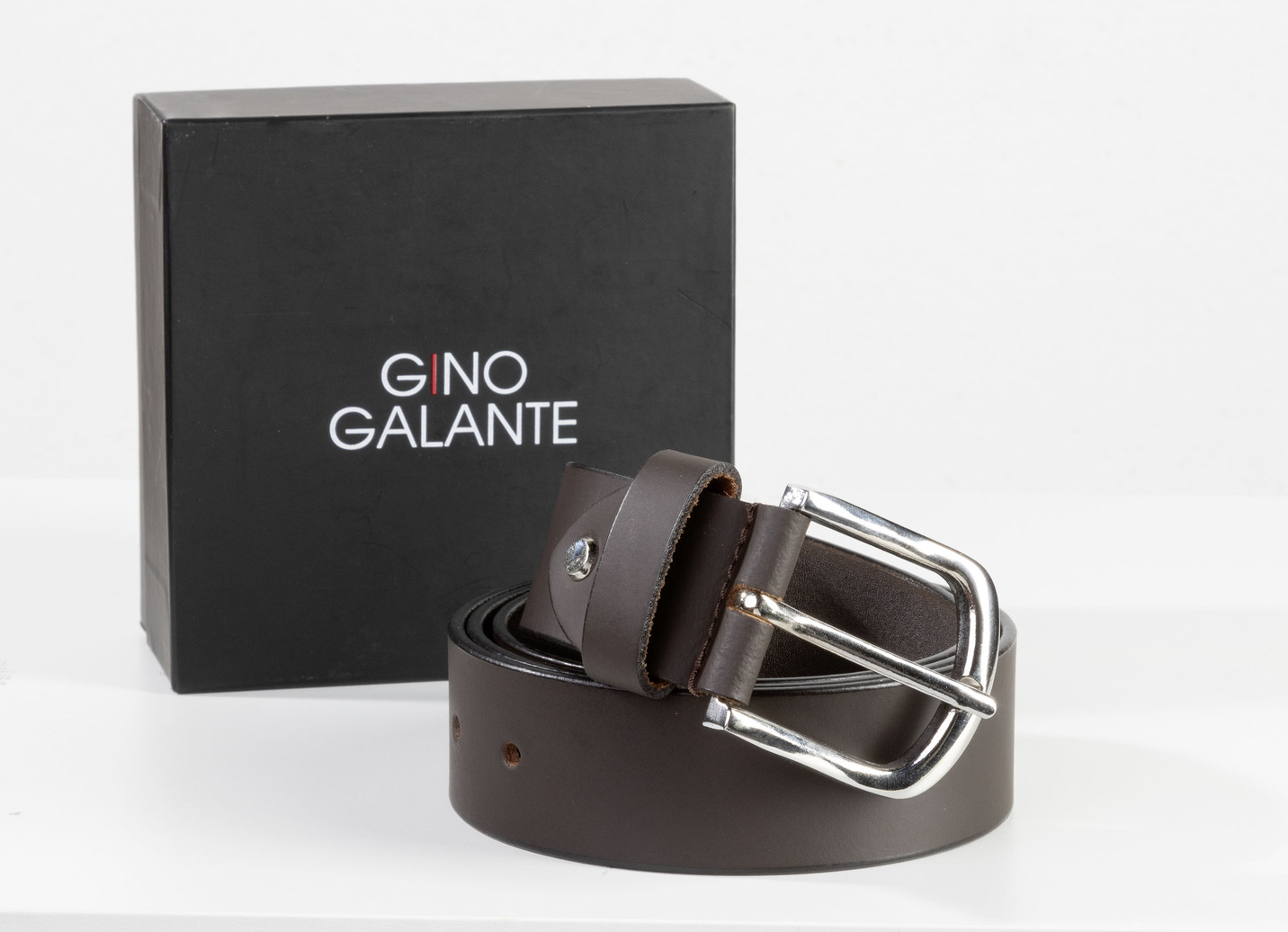 GINO GALANTE, modischer Herren-Gürtel inkl. Box, 3,5 cm breit, Braun, Größe 105 von GINO GALANTE