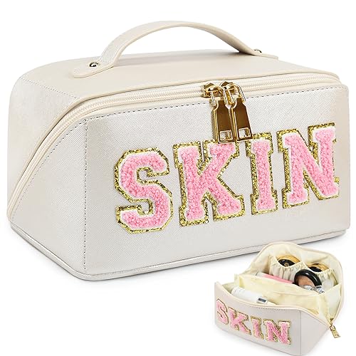 Kulturbeutel mit großer Kapazität, Geburtstagsgeschenk für Mädchen, Damen, Make-up-Organizer-Tasche mit Haut für Hautpflege, adrettes Make-up, Federmäppchen, Kosmetik-Reisetasche Kulturbeutel mit großer Kapazität, Geburtstagsgeschenk für Mädchen, Damen, Make-up-Organizer-Tasche mit Haut für Hautpflege, adrettes Make-up, Federmäppchen, Kosmetik-Reisetasche von GINOYA