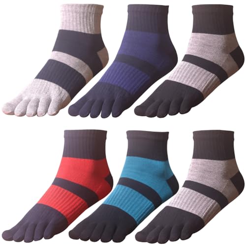 GINZIN 6 Paar Herren Zehensocken Baumwolle fünf Finger Socken Männer Sport Laufende Socken mit Zehen (DE/NL/SE/PL, Numerisch, 40, 44, Mischfarben 3-6 Paar) von GINZIN