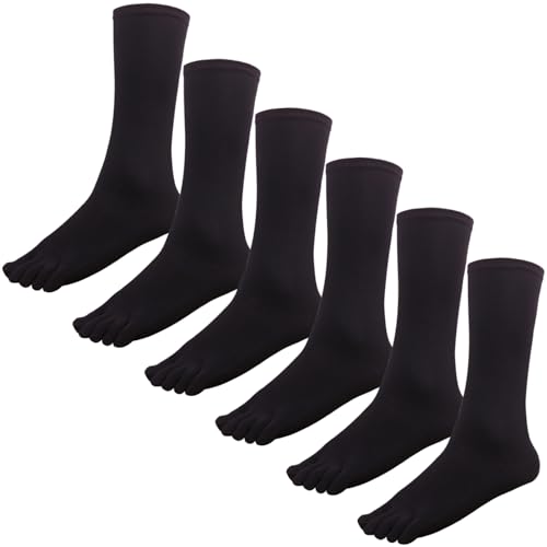 GINZIN 6 Paar Herren Zehensocken Baumwolle fünf Finger Socken Männer Sport Laufende Socken mit Zehen (DE/NL/SE/PL, Numerisch, 40, 44, Schwarz 1-6 Paar) von GINZIN