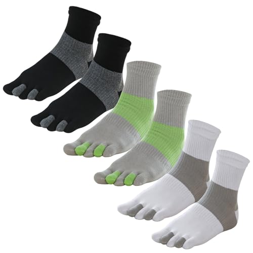 GINZIN 6 Paar Herren Zehensocken Baumwolle fünf Finger Socken Männer Sport Laufende Socken mit Zehen (as3, numeric, numeric_40, numeric_44, Mischfarben 1-6 Paar) von GINZIN