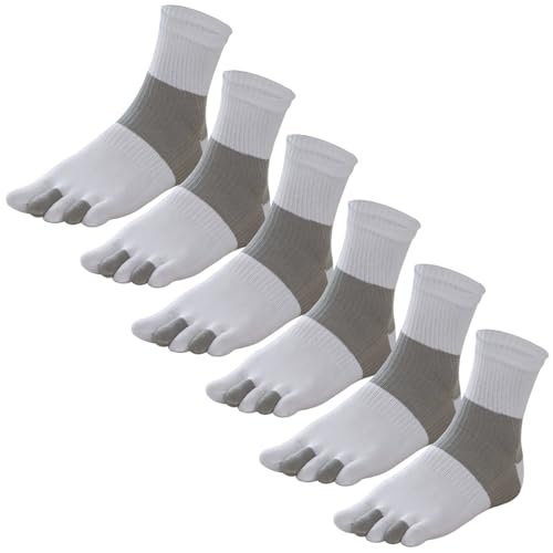 GINZIN 6 Paar Herren Zehensocken Baumwolle fünf Finger Socken Männer Sport Laufende Socken mit Zehen (as3, numeric, numeric_44, numeric_46, Weiß-6 Paar) von GINZIN