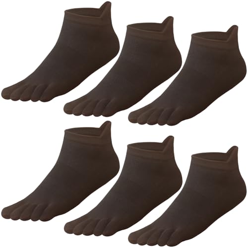 GINZIN Zehensocken 6 Paar,Laufsocken für Herren&Damen,herren Männer Baumwolle Sportsocken Sneaker Socken mit Zehen,Schwarz*6,40-43 von GINZIN