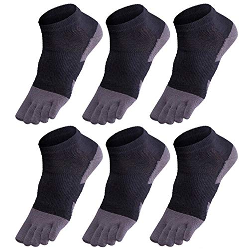 GINZIN Zehensocken 6 Paar Socken herren Männer Sport laufende Zehe Socken Sportsocken(Schwarz×6, 39-44) von GINZIN