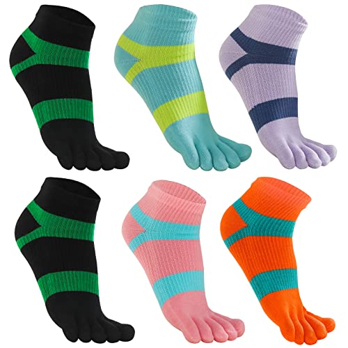 GINZIN Zehensocken Damen 6 Paar-Low Cut fünf Finger Socken-Zehensocken Sport für Damen (as3, numeric, numeric_35, numeric_39, regular, regular, Mischfarben 1- 6 Paar, 35-39) von GINZIN