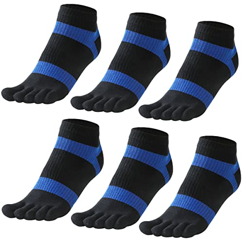 GINZIN Zehensocken Herren,Low Cut Fünf Finger Socken für Herren, 6 Paar Herren Baumwoll Sportsocken (as3, numeric, numeric_39, numeric_43, regular, regular, Schwarz- 6 Paar) von GINZIN