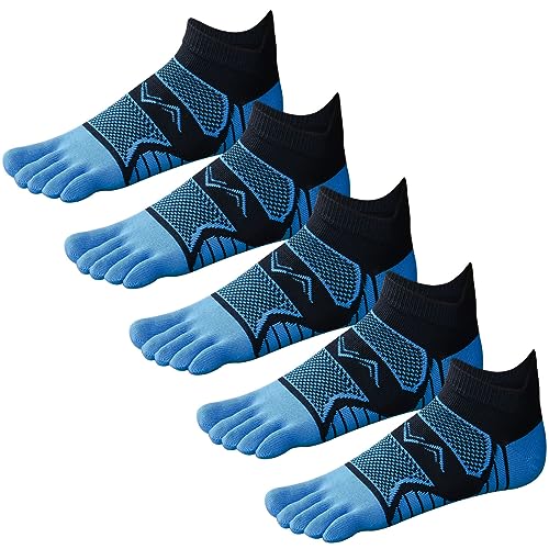 GINZIN Zehensocken Herren Baumwolle Fünf Finger Socken Sport Laufsocken 5 Paare (as3, numeric, numeric_39, numeric_43, regular, regular, Schwarz- 5 Paar) von GINZIN