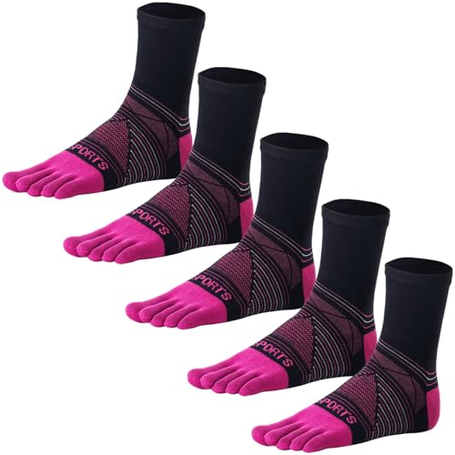 GINZIN Zehensocken für Sport Laufende,Five Fingers Socken Sportsocken,Herrensocken 5 Paar (DE/NL/SE/PL, Numerisch, 39, 43, Regular, Regular, Schwarz) von GINZIN