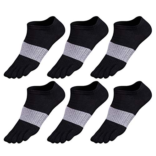 GINZIN Zehensocken herren 6 Paar Männer Sport laufende Zehen Socken Sportsocken,Schwarz×6, 44-46 von GINZIN