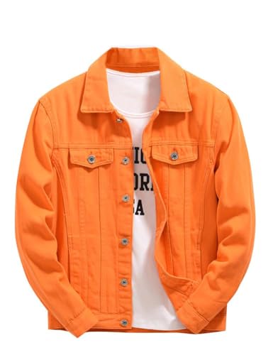 GINZOUS Herren Jeans Fancy Color Denim Jacke, Orange, X-Large GINZOUS Herren Jeans Fancy Color Denim Jacke, Orange, X-Large von GINZOUS