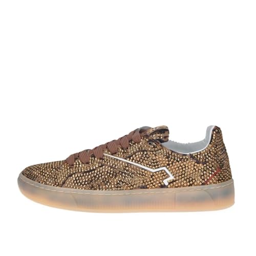 GIO+ Damenschuhe Sneaker Blue Leder Combi Animalier Strass BLUE50S, Animalier, 36 EU von GIO+
