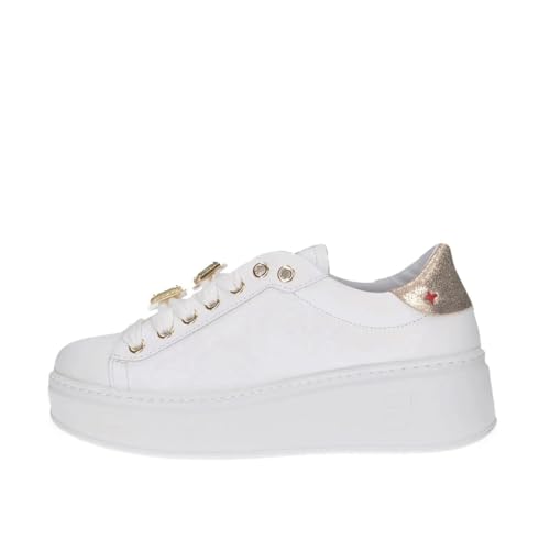 GIO+ PIA304C Damen-Sneakers Pia Schmetterling Leder Combi White Platin, Weiß, 36 EU von GIO+