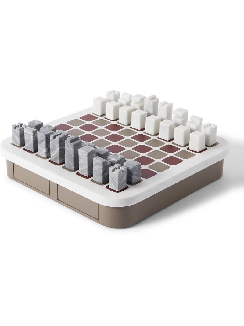 GIOBAGNARA - Delos Leather-Trimmed Wood and Marble Chess Set - Men - White von GIOBAGNARA