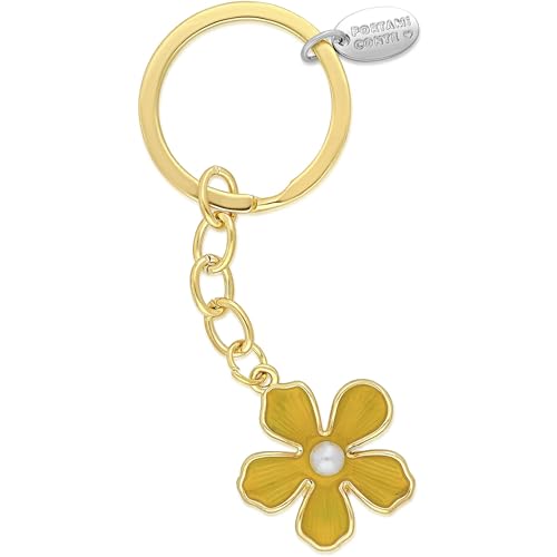 Schlüsselanhänger aus der Joy-Kollektion aus goldfarbenem Stahl mit Blumenanhänger. Schlüsselanhänger der Marke Cognaconte ideal für jeden Anlass. Maße: 100 x 45 mm. Die Referenz ist PCT-180A., Taglia von GIOIAPURA