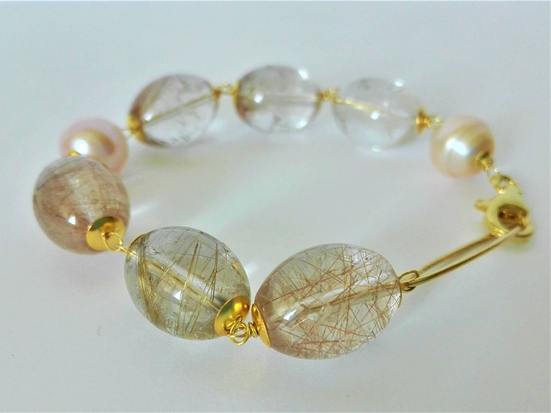 Rutilquarz Und Perlen - Rosenkranz-Armband Mit Rutilquarz-Edelsteinen Rutilquarz Und Perlen - Rosenkranz-Armband Mit Rutilquarz-Edelsteinen von GIOIEDITITTI