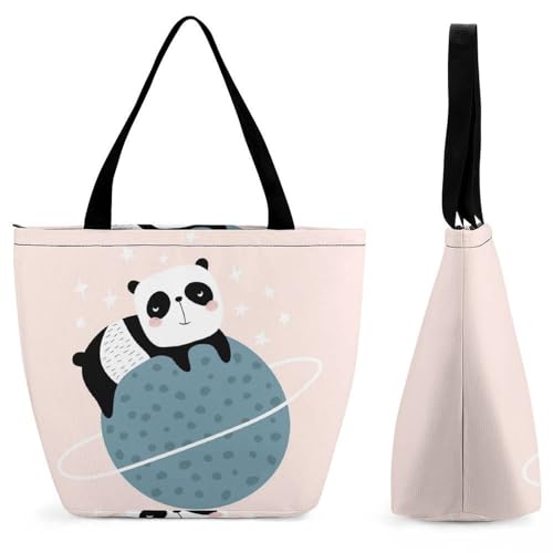 Cartoon Panda Damen Handtasche Shopper Umhängetasche Schultertasche Tragetasche Mit Reißverschluss 28.5x18x32.5cm von GIOKQB