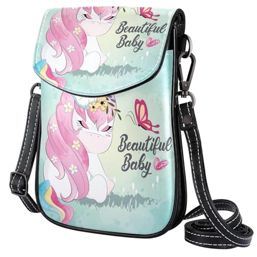 GIOKQB Damen Klein Umhängetasche Einhorn Schmetterling Schultertasche Handytasche Zum Umhängen Mini Crossbody Tasche von GIOKQB