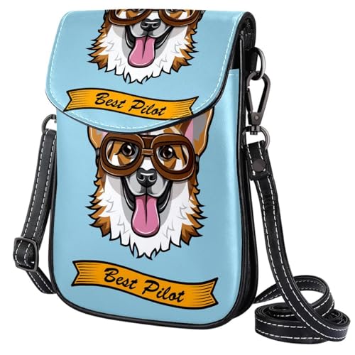 GIOKQB Damen Klein Umhängetasche Lustiger Corgi-Hund Schultertasche Handytasche Zum Umhängen Mini Crossbody Tasche von GIOKQB