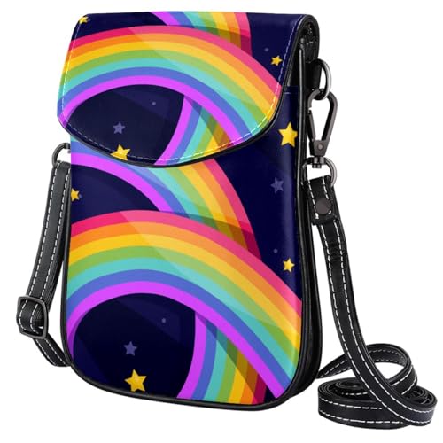 GIOKQB Damen Klein Umhängetasche Regenbogen Sterne Schultertasche Handytasche Zum Umhängen Mini Crossbody Tasche von GIOKQB