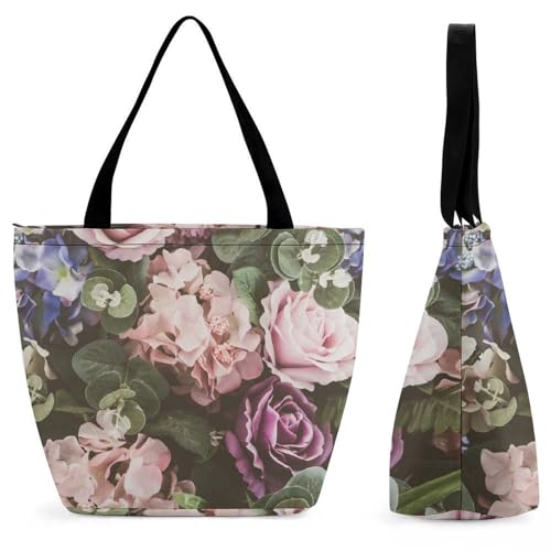 GIOKQB Farbe Blume Rose Damen Handtasche Shopper Umhängetasche Schultertasche Tragetasche Mit Reißverschluss 28.5x18x32.5cm von GIOKQB