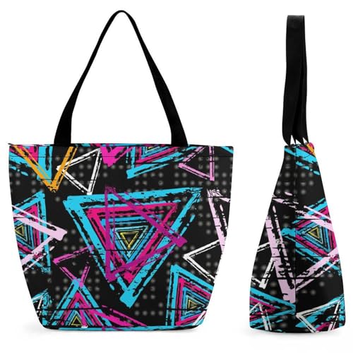 GIOKQB Farbe Dreieck Damen Handtasche Shopper Umhängetasche Schultertasche Tragetasche Mit Reißverschluss 28.5x18x32.5cm von GIOKQB