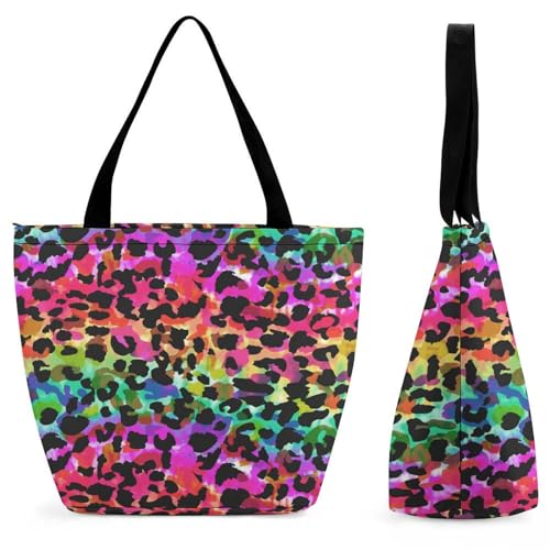 GIOKQB Farbe Leopard Damen Handtasche Shopper Umhängetasche Schultertasche Tragetasche Mit Reißverschluss 28.5x18x32.5cm von GIOKQB