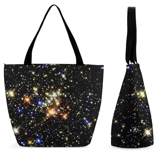 GIOKQB Galaxie Damen Handtasche Shopper Umhängetasche Schultertasche Tragetasche Mit Reißverschluss 28.5x18x32.5cm von GIOKQB