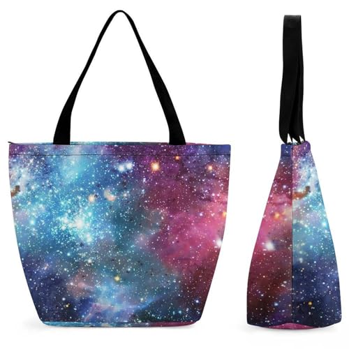 GIOKQB Galaxiennebel Damen Handtasche Shopper Umhängetasche Schultertasche Tragetasche Mit Reißverschluss 28.5x18x32.5cm von GIOKQB