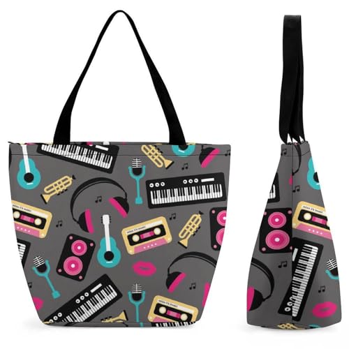 GIOKQB Keyboard-Gitarre Damen Handtasche Shopper Umhängetasche Schultertasche Tragetasche Mit Reißverschluss 28.5x18x32.5cm von GIOKQB