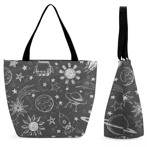 GIOKQB Kosmische Galaxie Damen Handtasche Shopper Umhängetasche Schultertasche Tragetasche Mit Reißverschluss 28.5x18x32.5cm von GIOKQB