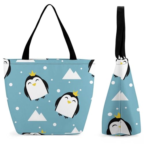GIOKQB Niedlicher Pinguin Damen Handtasche Shopper Umhängetasche Schultertasche Tragetasche Mit Reißverschluss 28.5x18x32.5cm von GIOKQB