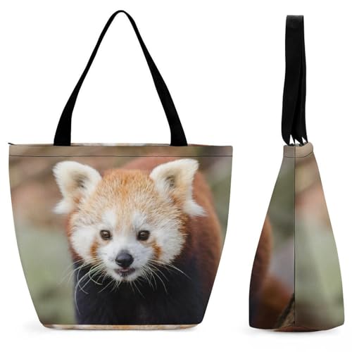 GIOKQB Waschbär Damen Handtasche Shopper Umhängetasche Schultertasche Tragetasche Mit Reißverschluss 28.5x18x32.5cm von GIOKQB