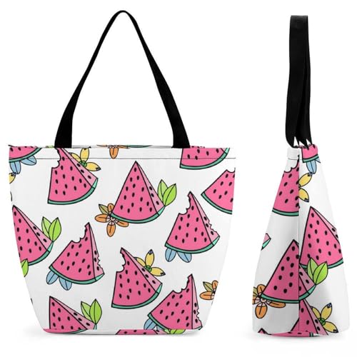 GIOKQB Wassermelone Damen Handtasche Shopper Umhängetasche Schultertasche Tragetasche Mit Reißverschluss 28.5x18x32.5cm von GIOKQB