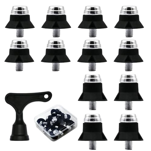 GIONAR 12 Stück Fußballschuhe Schraubstollen Set - 13mm/16mm Kunststoff Ersatzstollen mit Spezialschlüssel und Aufbewahrungsbox- Soccer Studs M5 für Fußball und Rugby-Schuhe von GIONAR