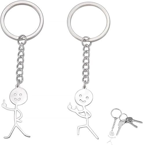 GIONAR 2 Stück Schlüsselanhänger Lustig, Mittelfinger Geschenk, Schlüsselanhänger Auto, Schlüsselanhänger KleinSkeleton Mann Smiley Witzig Schlusselanhang, Lustige Geschenke für Männer von GIONAR