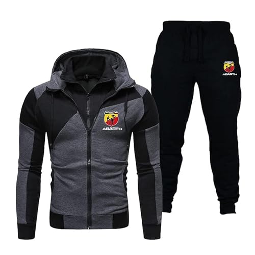 GIOPSQ Ab-a_rth Lässige Herren-Sportbekleidung mit doppeltem Reißverschluss, Kapuzenjacke und Jogginghose aus Baumwolle herren/A/XL von GIOPSQ