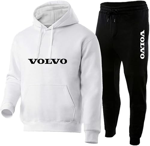 GIOPSQ Herren/Damen Vo-l_vo einfarbiger Baumwoll-Hoodie-Sweatshirt-Hosenanzug, klassische Sportbekleidung, lässige Jogging-Kleidung kapuze/C/L von GIOPSQ