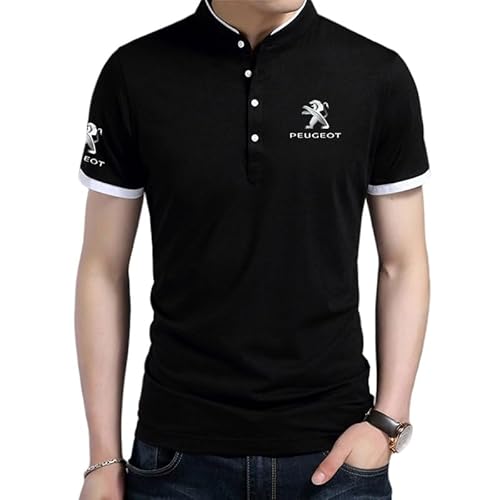 GIOPSQ Herren Hemd mit Stehkragen Peu-g_eot Logo Print Kurzarm T-Shirt Herren & Damen Baumwoll-Poloshirts Freizeit/A/M von GIOPSQ